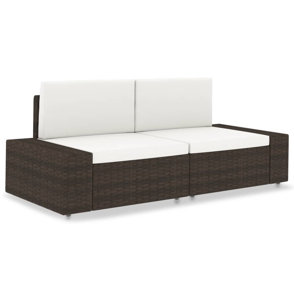 Фото - Садові меблі VidaXL Sofa modułowa 2-osobowa, rattan PE, brązowa 