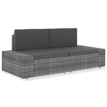 Sofa modułowa 2-osobowa, rattan PE, szara - vidaXL