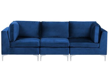 Sofa modułowa 3-osobowa welurowa niebieska EVJA - Beliani