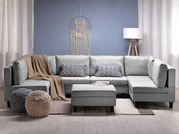 Sofa modułowa BELIANI Fevik, 6-osobowa, z otomaną, jasnoszara - Beliani