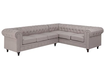 Sofa narożna BELIANI, Chesterfield, lewostronna, beżowy - Beliani