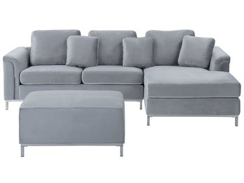 Sofa narożna BELIANI Oslo, otomana, lewostronna, jasnoszara, 64x270x151 cm - Beliani
