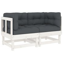 Sofa narożna drewniana, biała, 61x61x62 cm, z podu / AAALOE