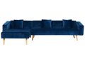 Sofa narożna rozkładana BELIANI Vadso, prawostronna, niebieska, 72x303x98 cm - Beliani