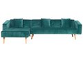 Sofa narożna rozkładana BELIANI Vadso, prawostronna, zielona, 72x303x98 cm - Beliani
