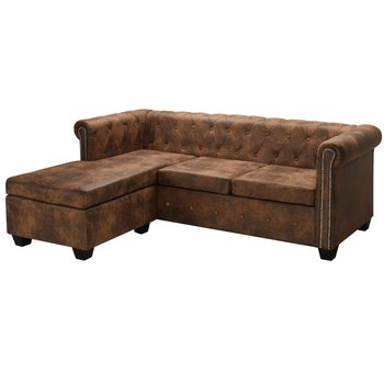 Sofa narożna VIDAXL Chesterfield, brązowa, 200x140x73 cm - vidaXL