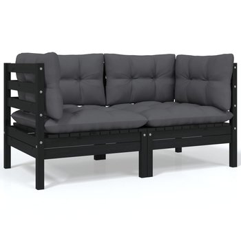 Sofa ogrodowa 2-osobowa czarna z poduszkami - Zakito Europe