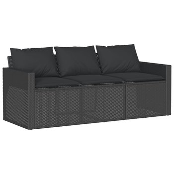 Sofa ogrodowa 3-osobowa rattan PE, czarna, 177x70x - Zakito Europe