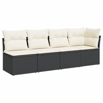 Sofa ogrodowa rattanowa 4-osobowa, czarna, z podus - Zakito Europe