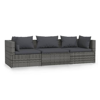 Sofa ogrodowa rattanowa szara, 3-osobowa - 70x70x6 - Zakito Europe