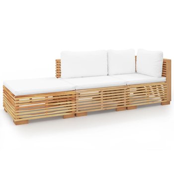 Sofa ogrodowa tekowa 3-elementowa, kremowa poduszk - Zakito Europe