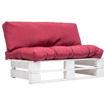 Sofa ogrodowa z palet VIDAXL, czerwone poduszki, 110x66x65 cm - vidaXL