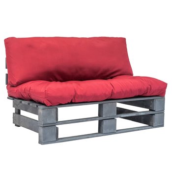 Sofa ogrodowa z palet z czerwonymi poduszkami VIDAXL, 110x66x65 cm - vidaXL