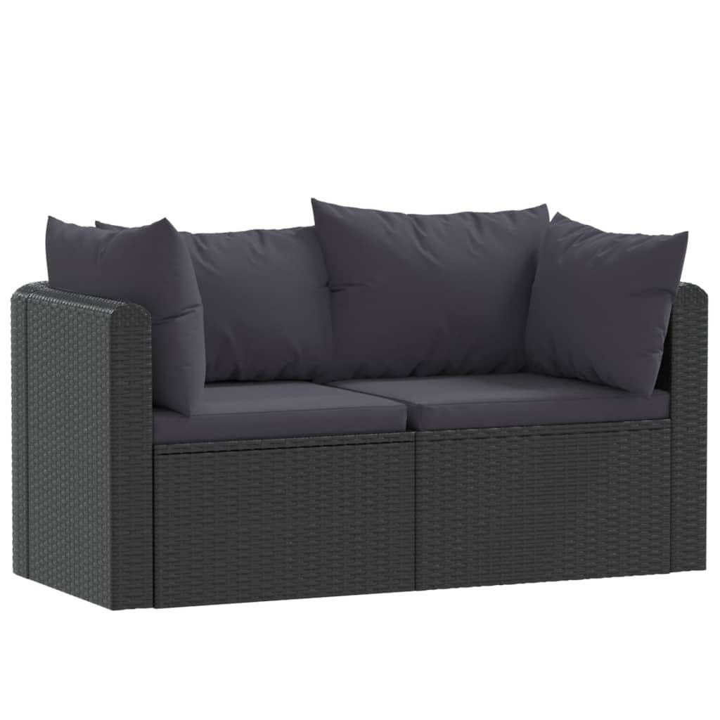 Sofa ogrodowa, z poduszkami VIDAXL, czarna, 2 elementy