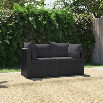 Sofa ogrodowa, z poduszkami VIDAXL, czarna, 2 elementy - vidaXL