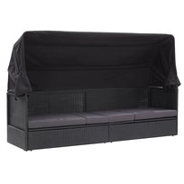 Sofa ogrodowa z zadaszeniem VIDAXL, czarna, 205x62x124 cm