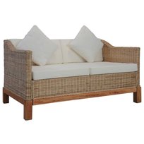 Sofa rattanowa 2-osobowa, naturalny kremowa