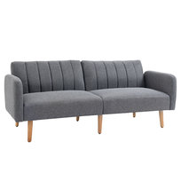 Sofa rozkładana 2-osobowa, funkcja spania, szara tkanina Homcom