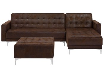 Sofa rozkładana BELIANI Aberdeen, Old Style, lewostronna, otomana, brązowa, 83x267x168 cm - Beliani