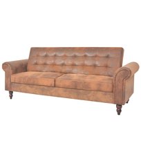 Sofa Rozkładana Chesterfield 2-osobowa, Brązowa, 1 / AAALOE