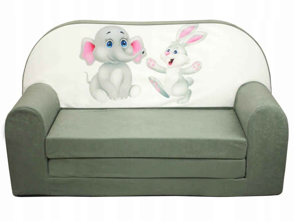 Sofa rozkładana dla dzieci Fimex 85 x 113 cm pokrowiec szary wzór bajka