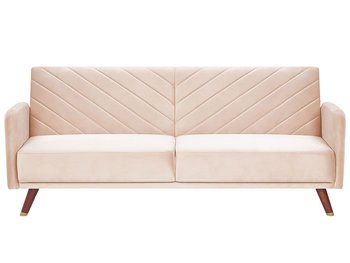 Sofa rozkładana welurowa beżowa SENJA - Beliani