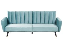 Sofa rozkładana welurowa jasnoniebieska VIMMERBY Beliani