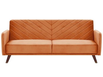 Sofa rozkładana welurowa pomarańczowa SENJA - Beliani