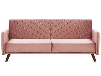 Sofa rozkładana welurowa różowa SENJA - Beliani