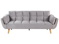 Sofa rozkładana welurowa szara ASBY Beliani