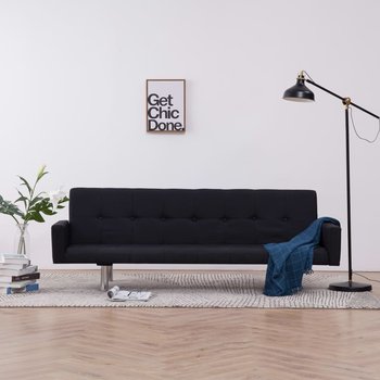 Sofa rozkładana z podłokietnikami VIDAXL, czarna, 184x77,5x(60,5/64/66,5) cm - vidaXL