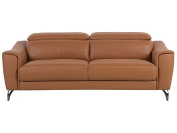 Sofa skórzana BELIANI Narwik, 3-osobowa, brązowa, 93x203x98 cm - Beliani