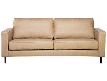 Sofa skórzana BELIANI Savalen, 3-osobowa, beżowa, 87x207x91 cm - Beliani