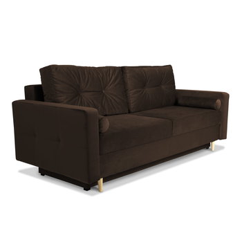 Sofa STELLA w kolorze brązowym z funkcją spania i pojemnikiem na pościel - Postergaleria