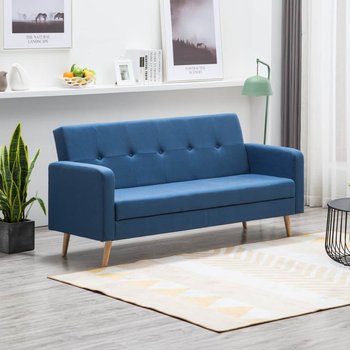 Sofa tapicerowana materiałem vidaXL, niebieska, 174x73x85 cm - vidaXL