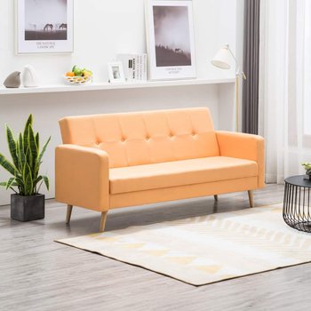 Sofa tapicerowana materiałem vidaXL, żółta, 174x73x85 cm - vidaXL