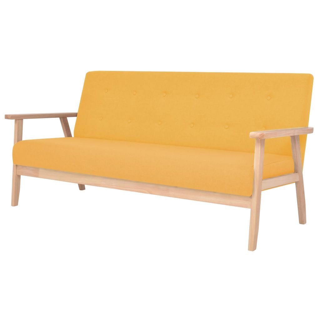 Фото - Диван VidaXL Sofa tapicerowana , 3-osobowa, żółta, 158x67x73,5 cm 
