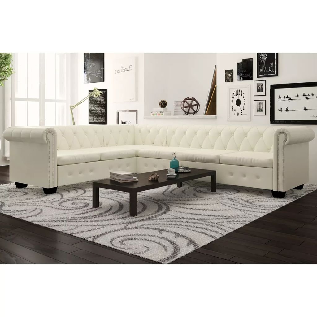Sofa tapicerowana vidaXL Chesterfield, biała, 260x205x73 cm