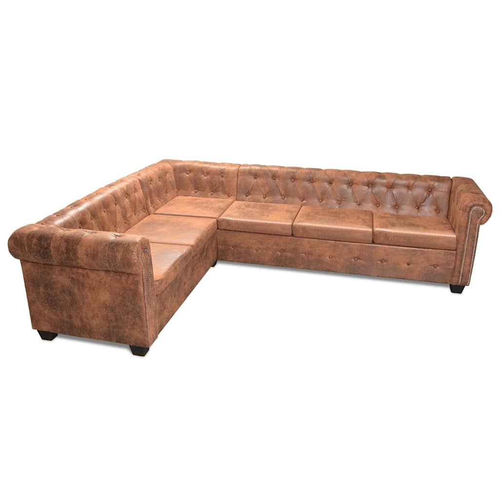 Sofa tapicerowana VIDAXL Chesterfield, brązowa, 260x205x73 cm
