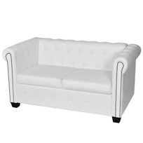 Sofa VIDAXL Chesterfield, 2-osobowa, biała, 145,5x76x70 cm vidaXL