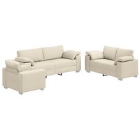 Sofa vidaXL Zestaw 3 Beżowa Metal, Textilene, Pianka, Włókno PP, Len