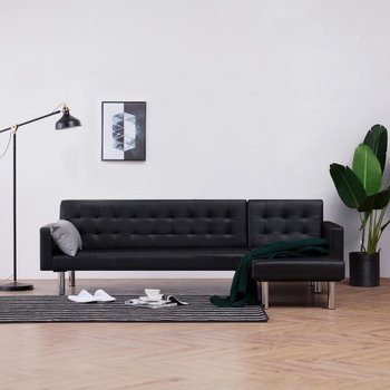 Sofa w kształcie litery L VIDAXL, czarna, 218x86x69 cm - vidaXL