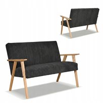 Sofa w stylu PRL retro vintage SOLER Family Meble czarny sztruks Anafi