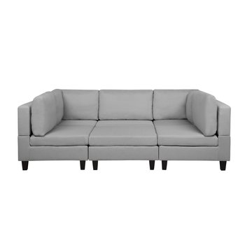 Sofa XXL BELIANI Fevik, z otomaną, jasnoszara, 72x234x155 cm - Beliani