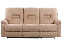 Sofa z elektryczną funkcją relaksu 3-osobowa welurowa LED z ładowarką beżowa BERGEN Beliani