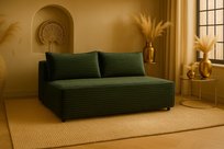 Sofa z funkcją spania i przechowywania, sofa DUO, tkanina Velo, Zielony Komfortowe Meble