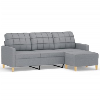 Sofa z podnóżkiem 3-osobowa jasnoszary 198x77x80 c - Zakito Europe