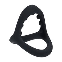 Soft Bead Grip Silicone Cock and Ball Ring - Black SHOT