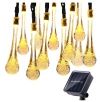 Solarna Girlanda Świetlna Ogrodowa Lampki Krople Led 6,5M Ciepłe