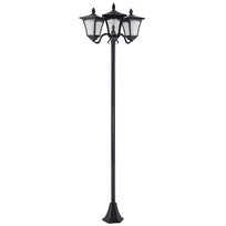 Solarna latarnia ogrodowa Outsunny z 3 lampami, latarnia solarna, oświetlenie ścieżki z diodami LED, 120 lumenów, IP44 201, stal nierdzewna, kolor czarny, 51,5 x 47 x 182,5 cm Outsunny